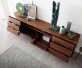Buffet Eloi 240x40 cm acacia brun 2 portes 6 tiroirs pied en V noir 3